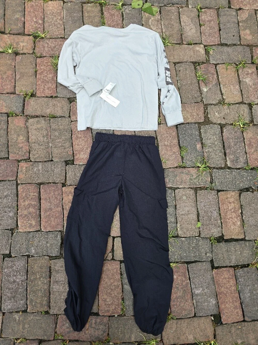 Old Navy Black Cargo Pants And AC DC Long Sleeve Tee Back To school Outfit