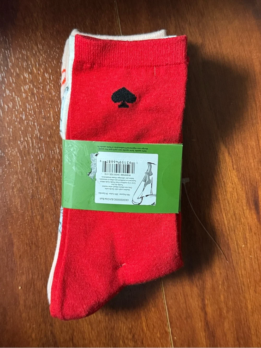 kate spade pink dove & red heart crew socks