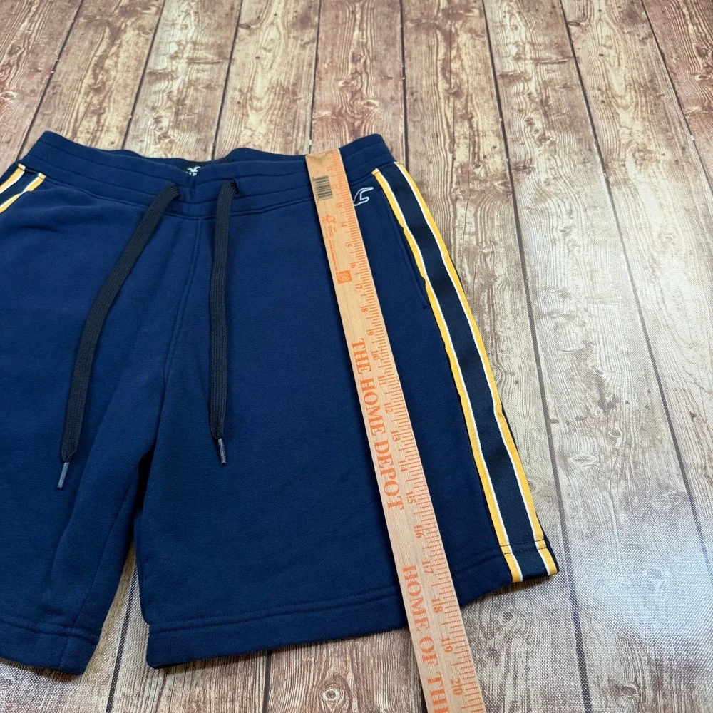 Hollister Fleece Side Stripe Shorts Mens Small Navy Blue Elastic Waist