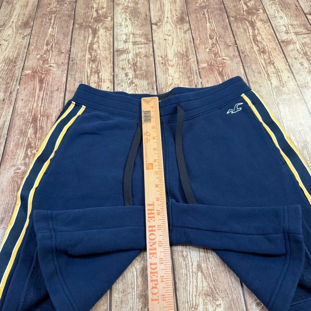 Hollister Fleece Side Stripe Shorts Mens Small Navy Blue Elastic Waist