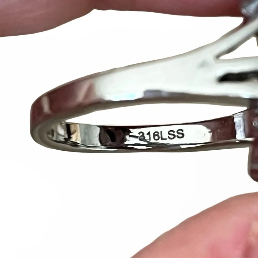Stainless Steel Shungite Arine Ring Size 8