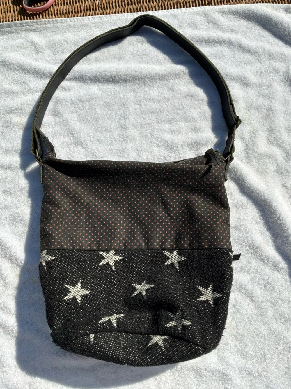 Fat Face Black Star Print Crossbody Bag