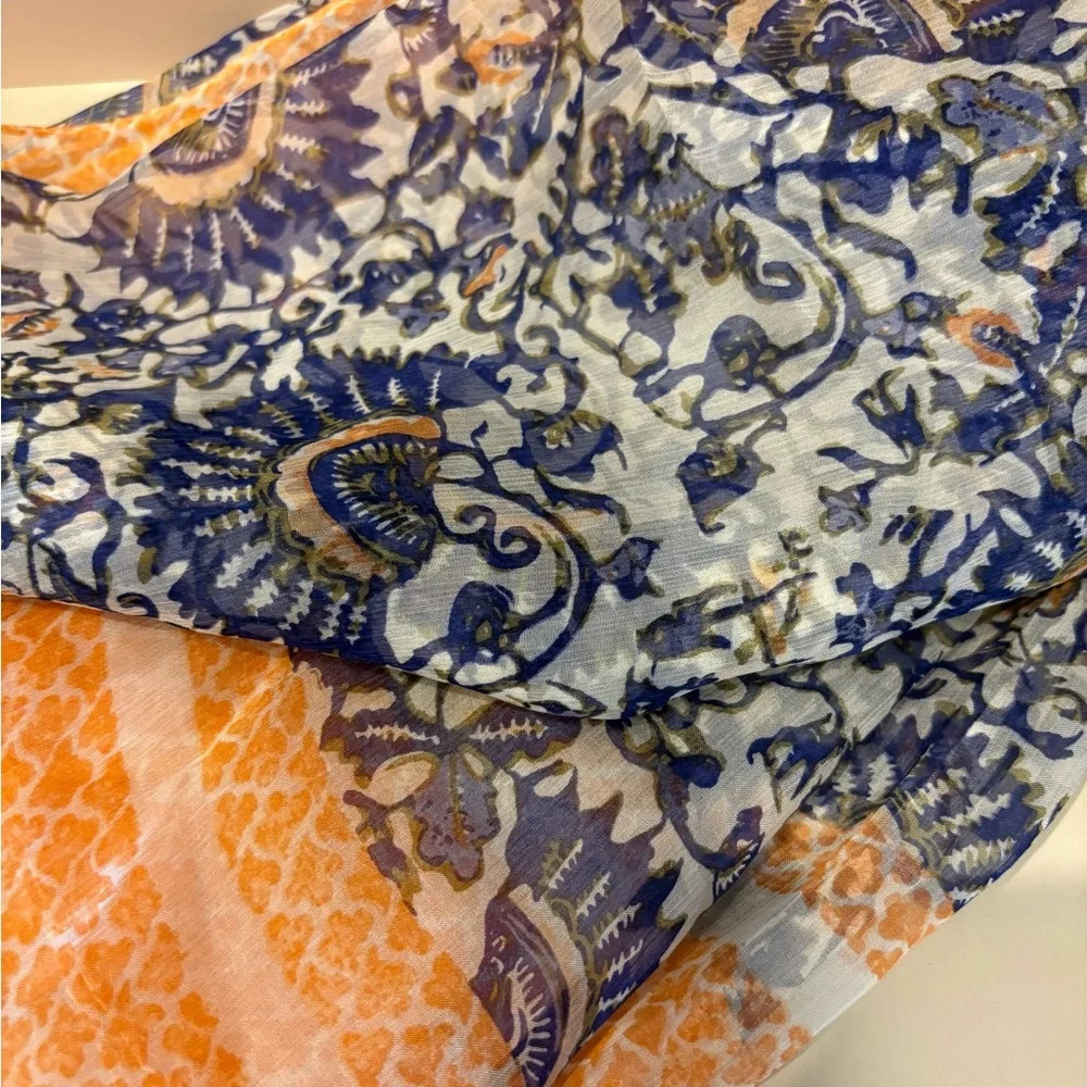 Tory Burch Silk Scarf in Ocean Mist. NWT