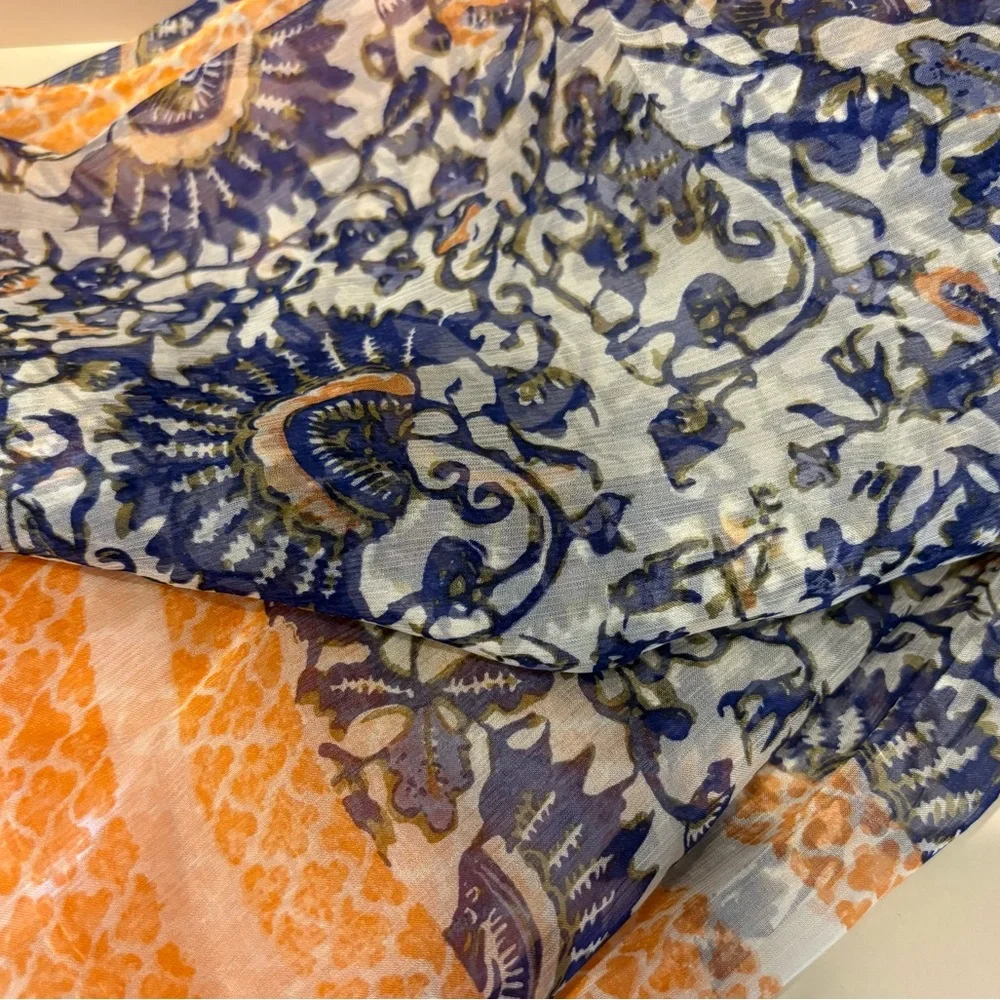 Tory Burch Silk Scarf in Ocean Mist. NWT