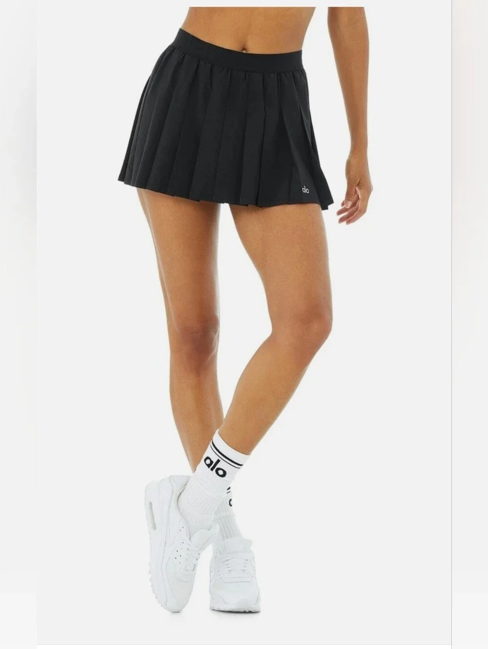 ALO Yoga Black Varsity Pleated Mini Skirt
