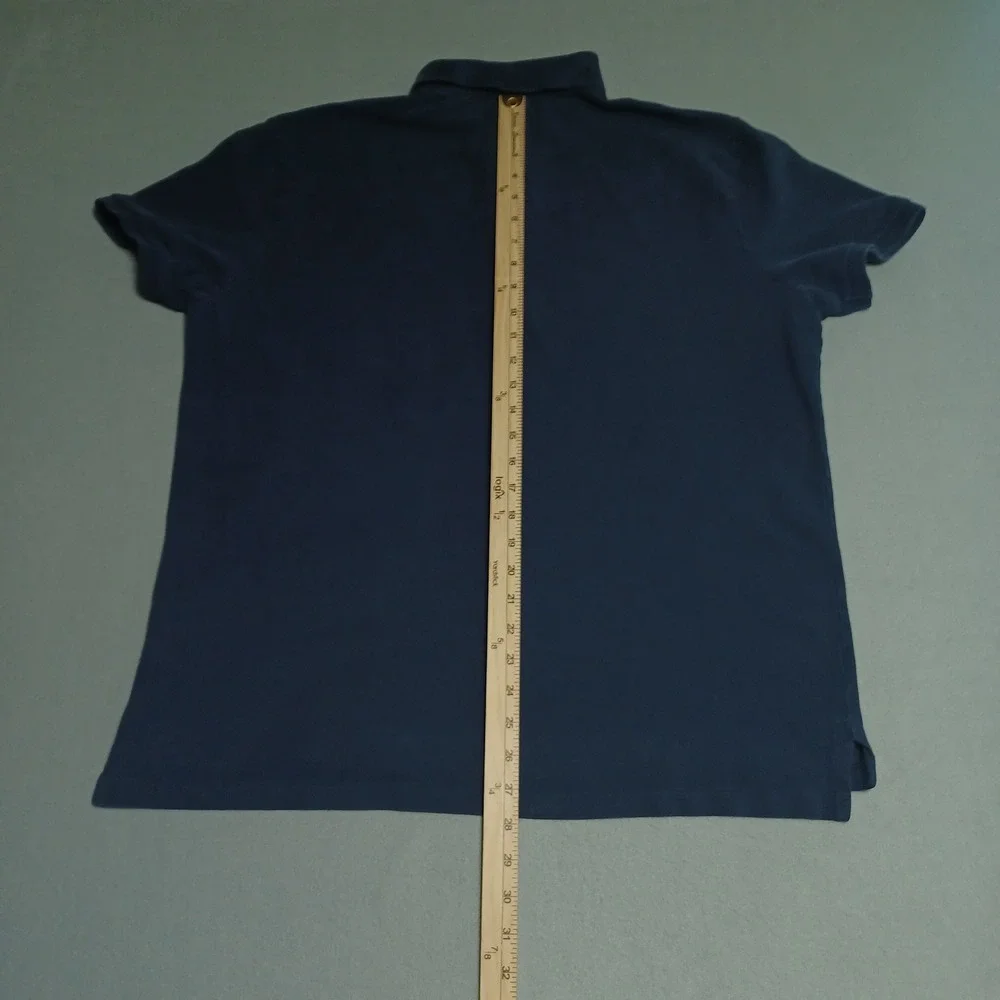 Polo Ralph Lauren Polo Shirt Mens XL Navy Blue Custom Slim Fit Cotton Pique Logo