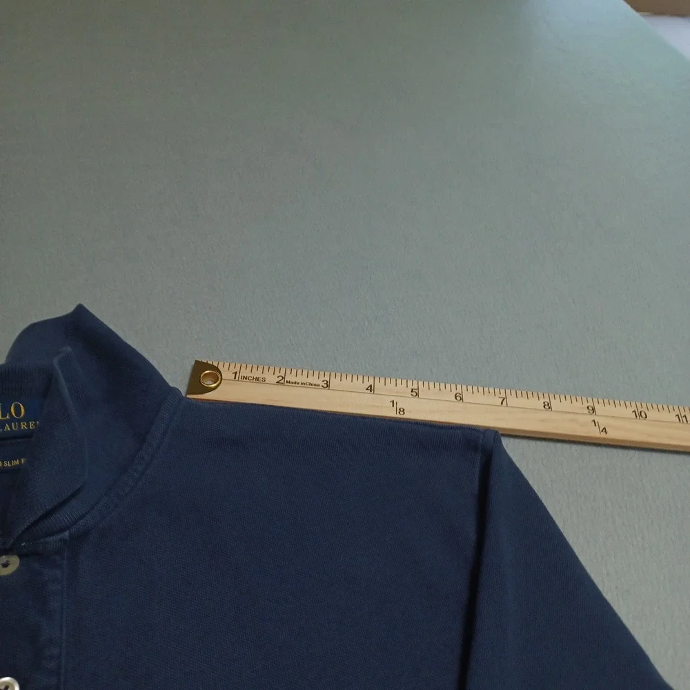 Polo Ralph Lauren Polo Shirt Mens XL Navy Blue Custom Slim Fit Cotton Pique Logo