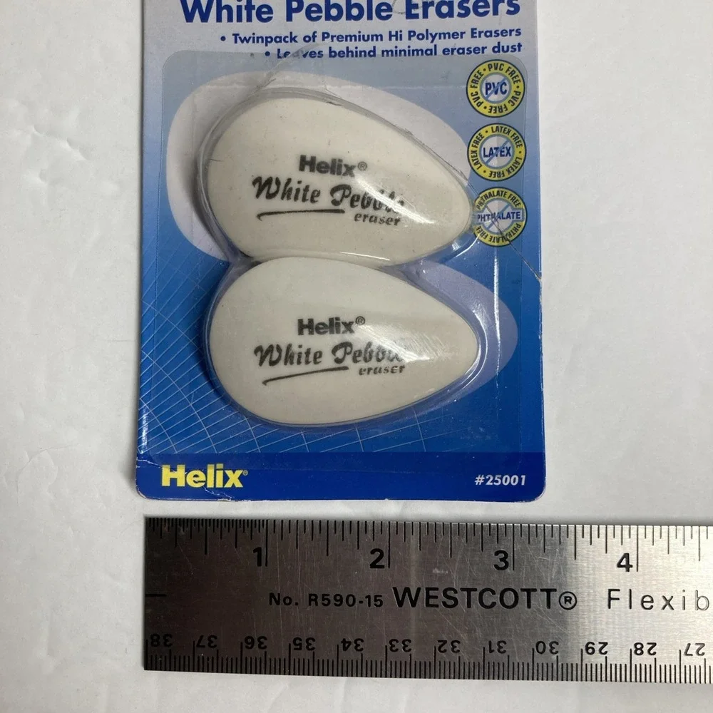 Helix White Pebble Eraser – Latex-Free Ergonomic Art & Drawing Rubber for School