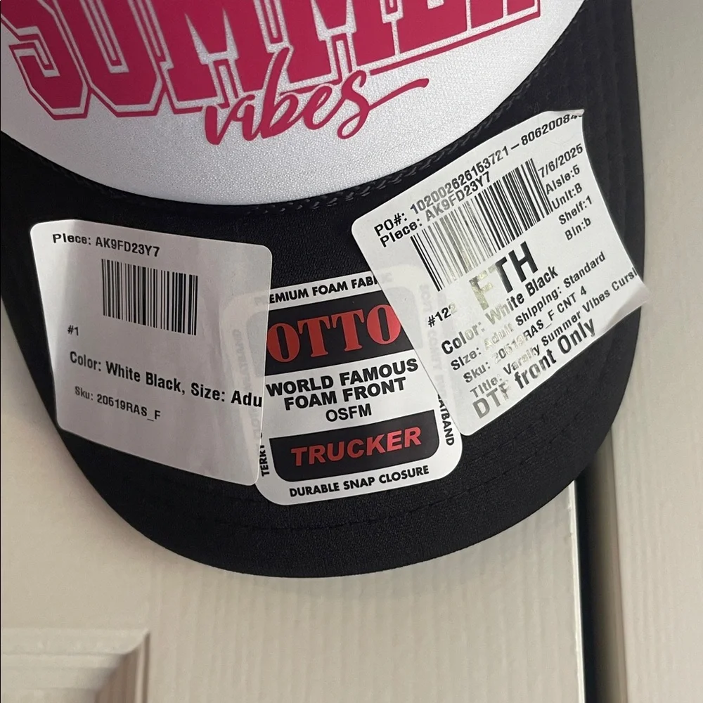 Simply Sage Market Summer Vibes Trucker Hat Foam Black White Otto One Size NWT