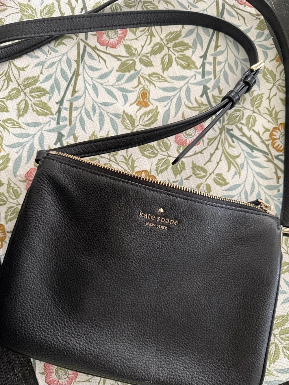 kate spade Black Pebbled Leather Crossbody with Gold Hardware