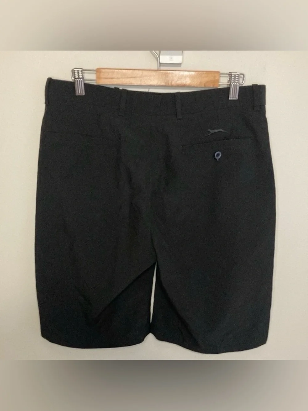 Slazenger Flat-Front Black Golf Shorts, Size 32 Waist, Men’s Dress Shorts