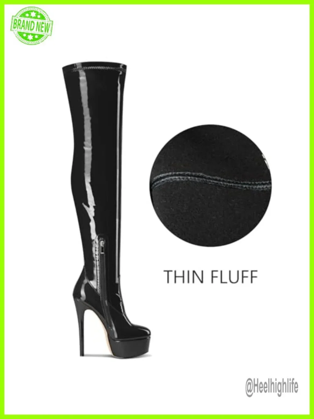 Over the Knee Platform Stiletto Lace-up Boots Patent Leather Thigh High Zipper