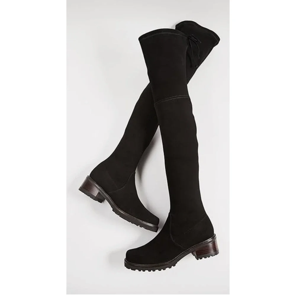Stuart Weitzman Vanland Over the Knee Boot 9.5 Black NWOT Suede Tall High Lug