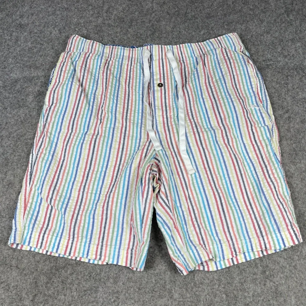 Tommy Bahama Seersucker Shorts Mens Large Multicolor Striped Cotton Drawstring