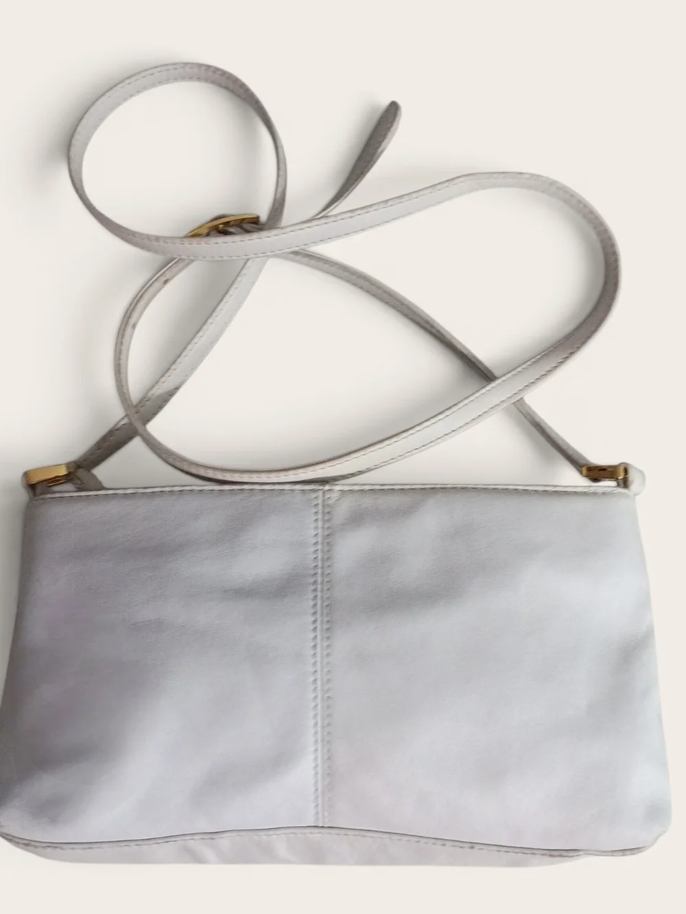 Vintage Etienne Aigner White Leather Crossbody with Gold-Tone Hardware