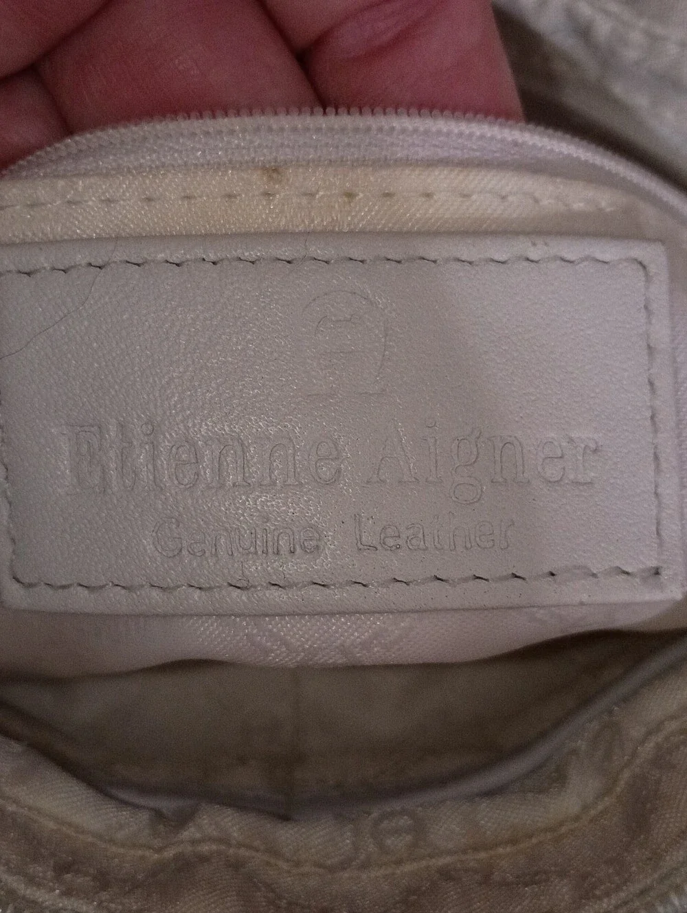 Vintage Etienne Aigner White Leather Crossbody with Gold-Tone Hardware