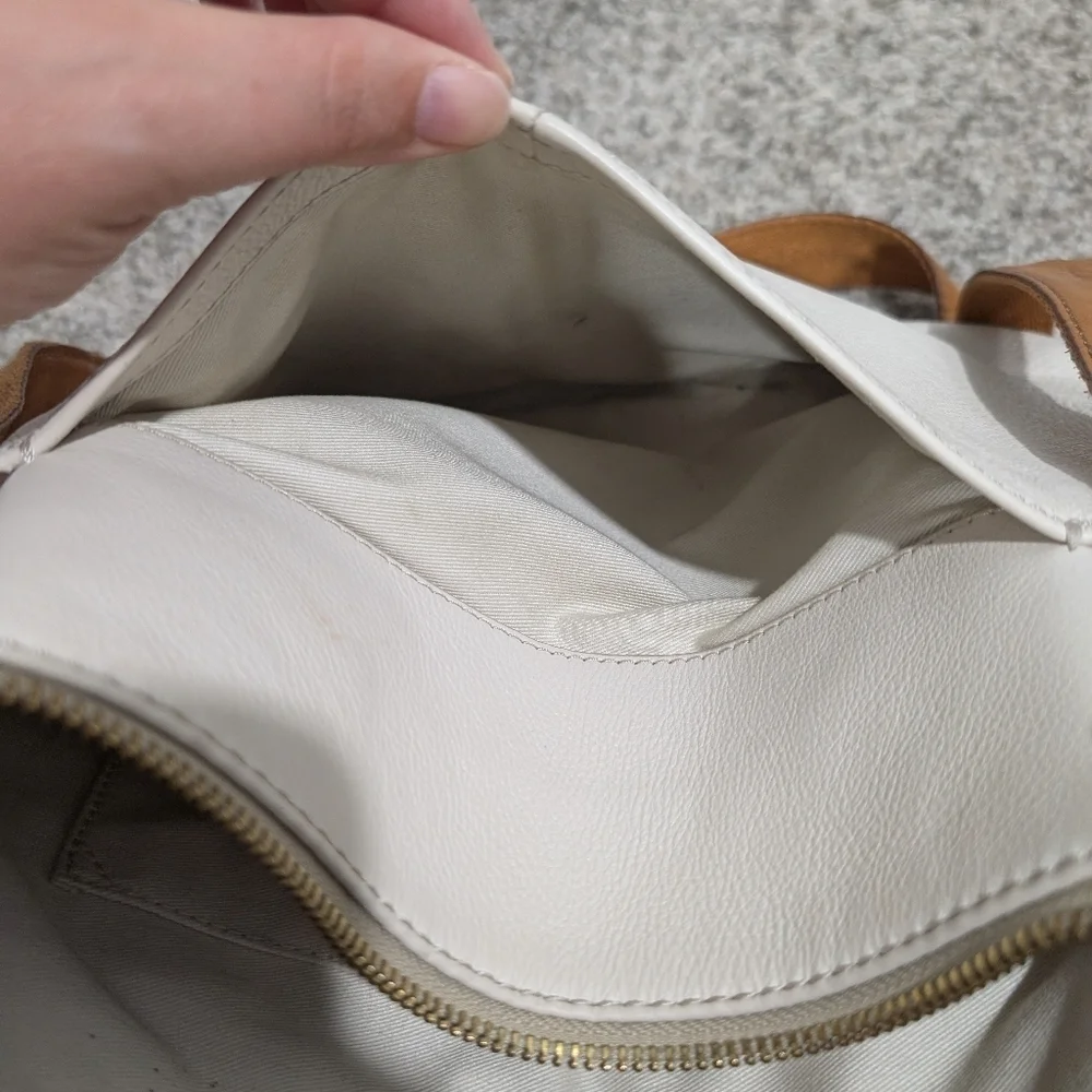 Fossil Corey Cream, Tan & Brown Cross Stitch Large Crossbody Bag
