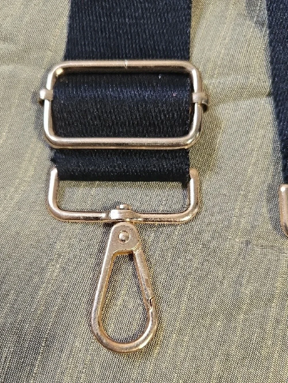 Adjustable Black Crossbody Strap with Gold Hardware