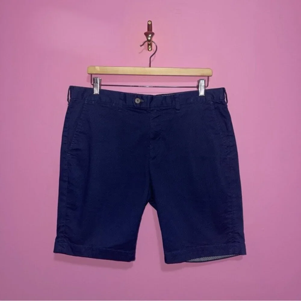 Ted Baker Shorts Men's Size 34 Navy Blue‎ Herbosh Stretch Cotton Mid-Rise Chino