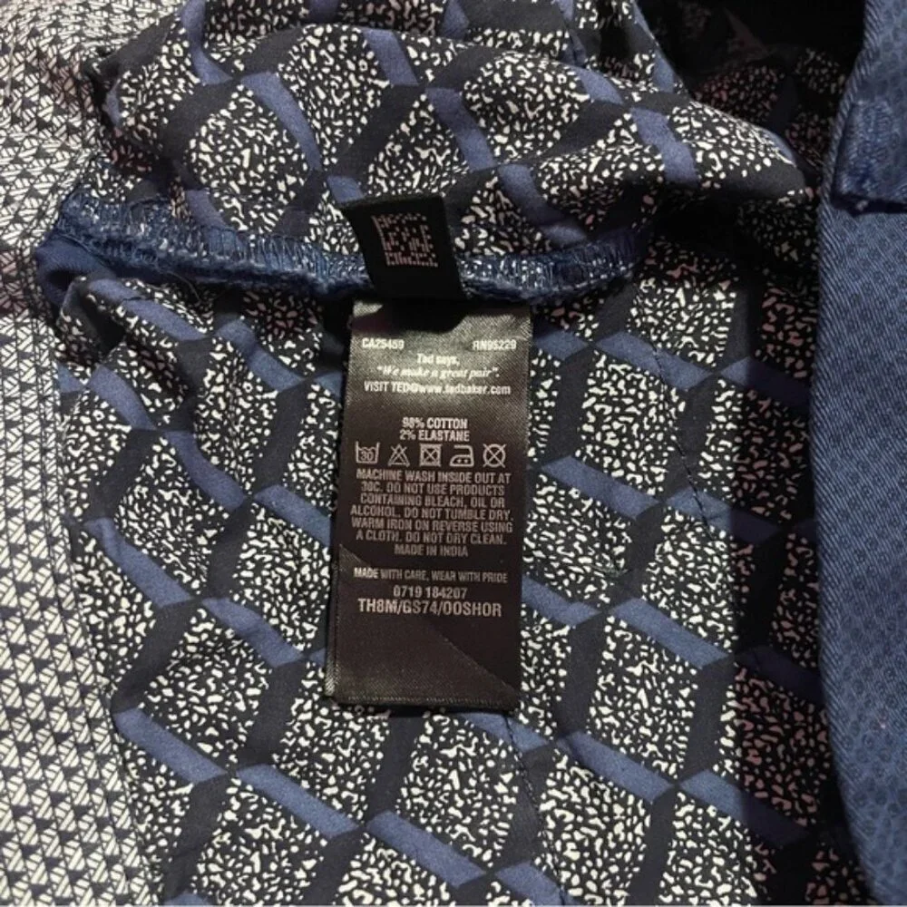 Ted Baker Shorts Men's Size 34 Navy Blue‎ Herbosh Stretch Cotton Mid-Rise Chino