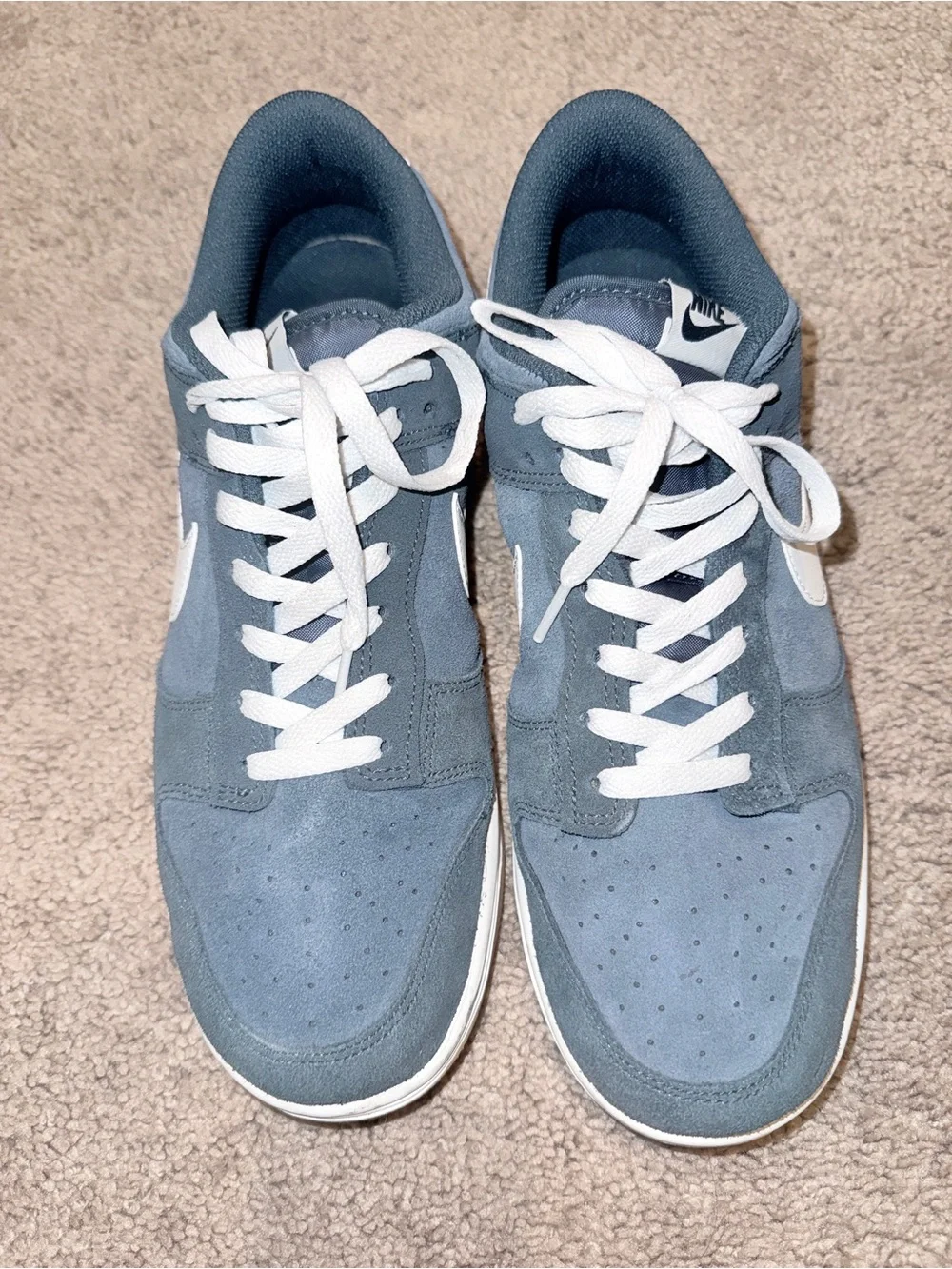 Nike Men’s Slate Blue Suede Low-Top Sneakers with White Swoosh