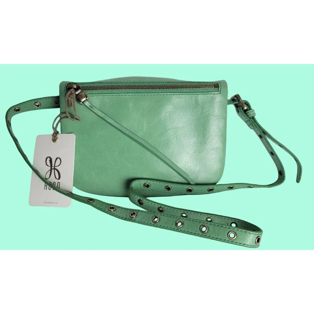 Hobo Saunter Purse Mint Genuine Leather Belt‎ Bag Crossbody Zipper Shop Vacation