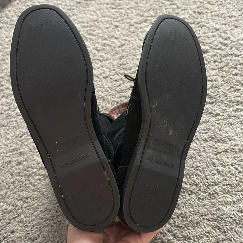 Sperry Top Sider Black Suede Knee-High mocassin Boots