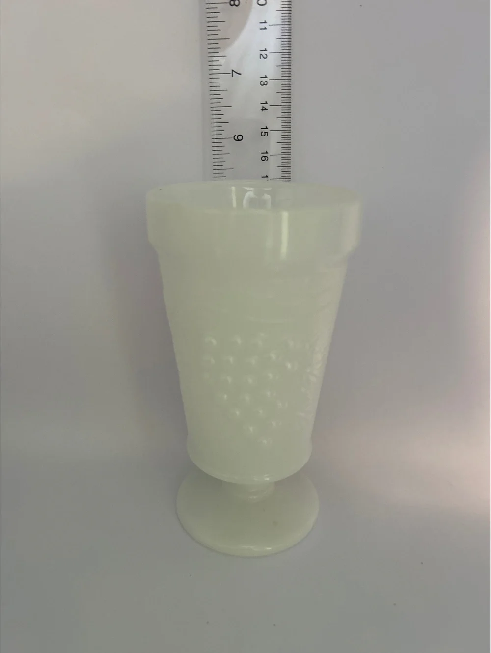 Vintage White Milk Glass Footed Goblet – Harvest Grape Pattern