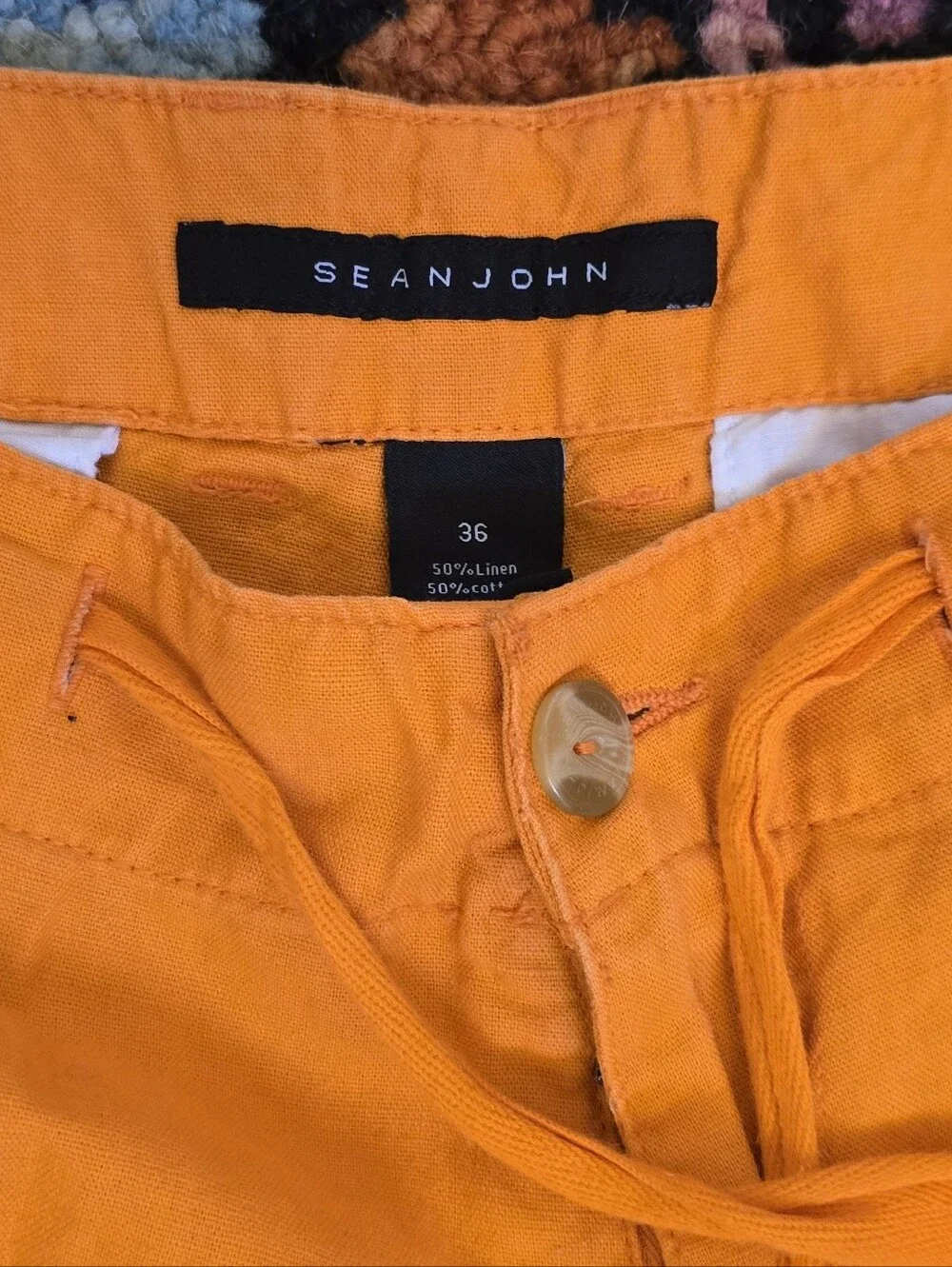 🔥🔥Y2K baggy Sean John orange linen cargo shorts size 36🔥🔥 #cargo #linen #y2k