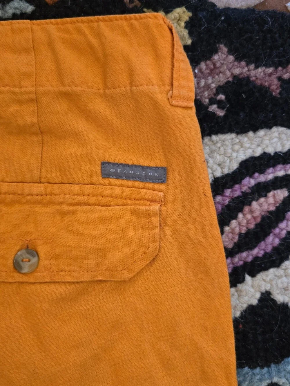 🔥🔥Y2K baggy Sean John orange linen cargo shorts size 36🔥🔥 #cargo #linen #y2k
