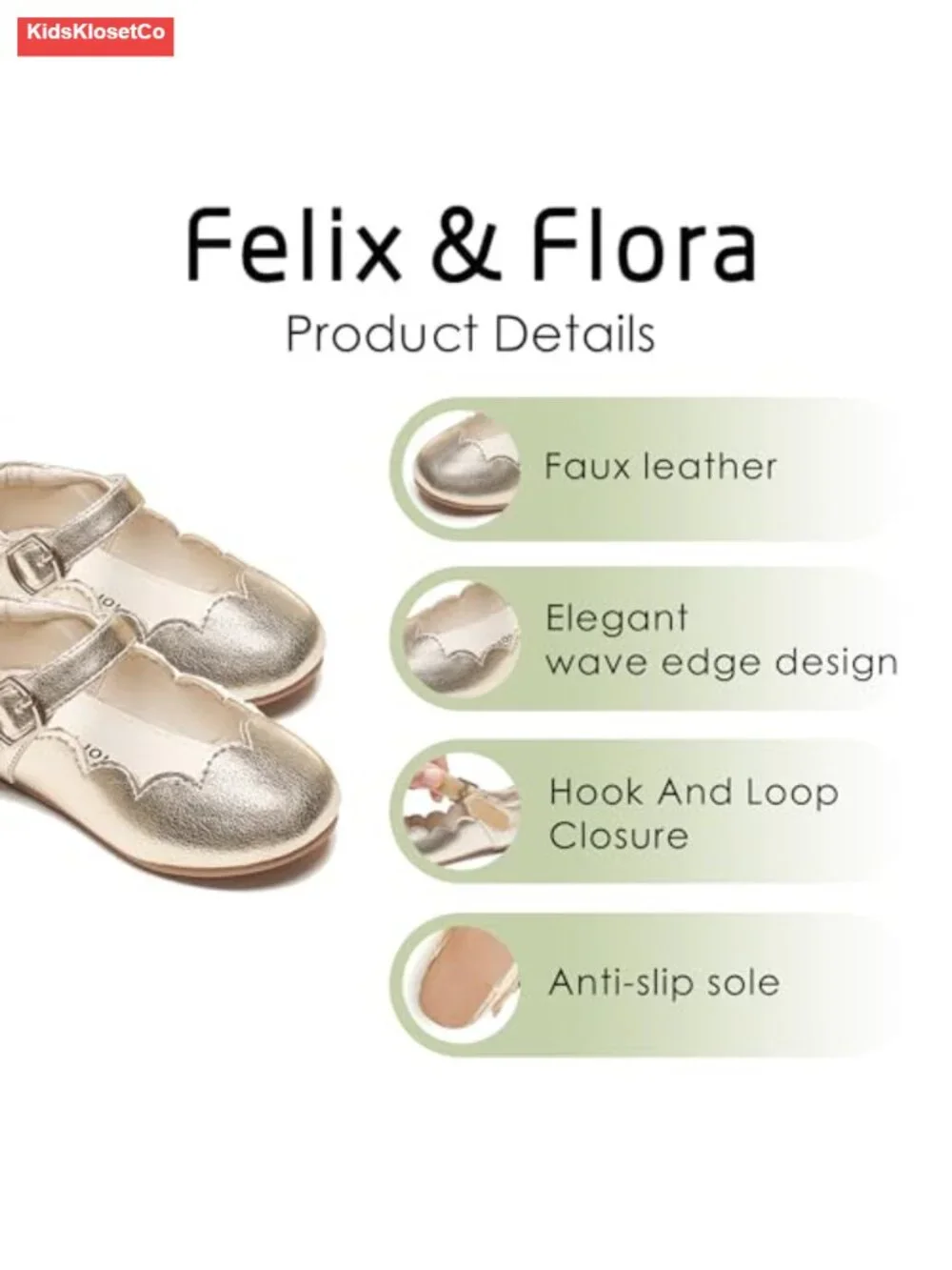 Toddler Flower Girl Ballet Mary Jane Flats with Hook & Loop Closures