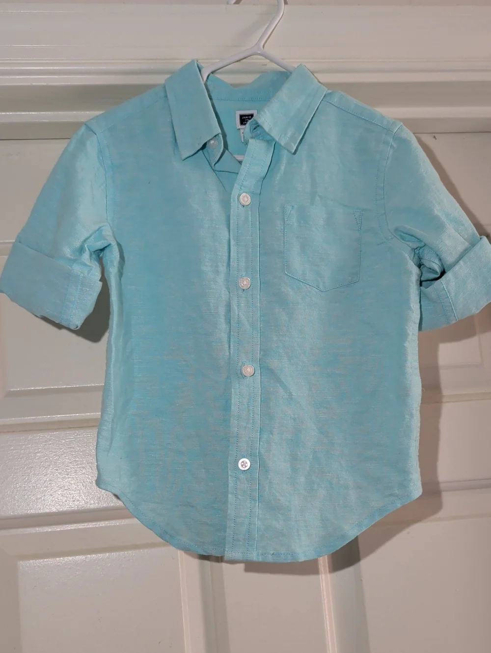 Janie and Jack Teal-Blue Short Sleeve Button-Up Shirt