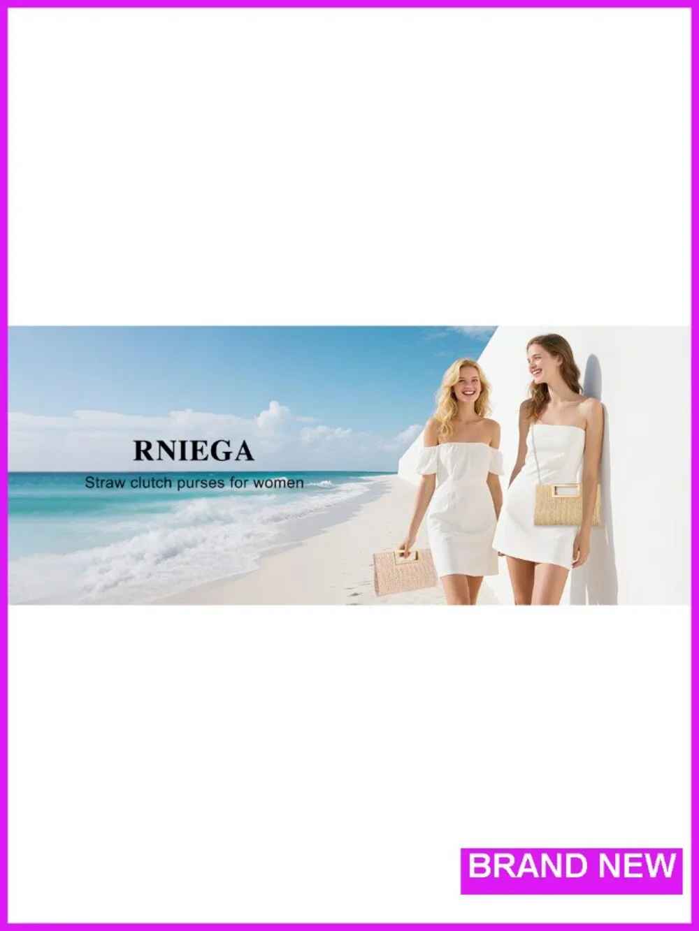 Straw Woven Clutch Handbag with Detachable Chain - Summer Beach Boho Bag