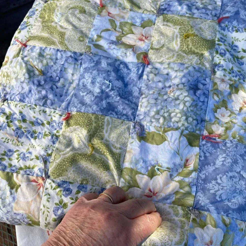 Handmade baby or lap blanket . Patchwork quilted