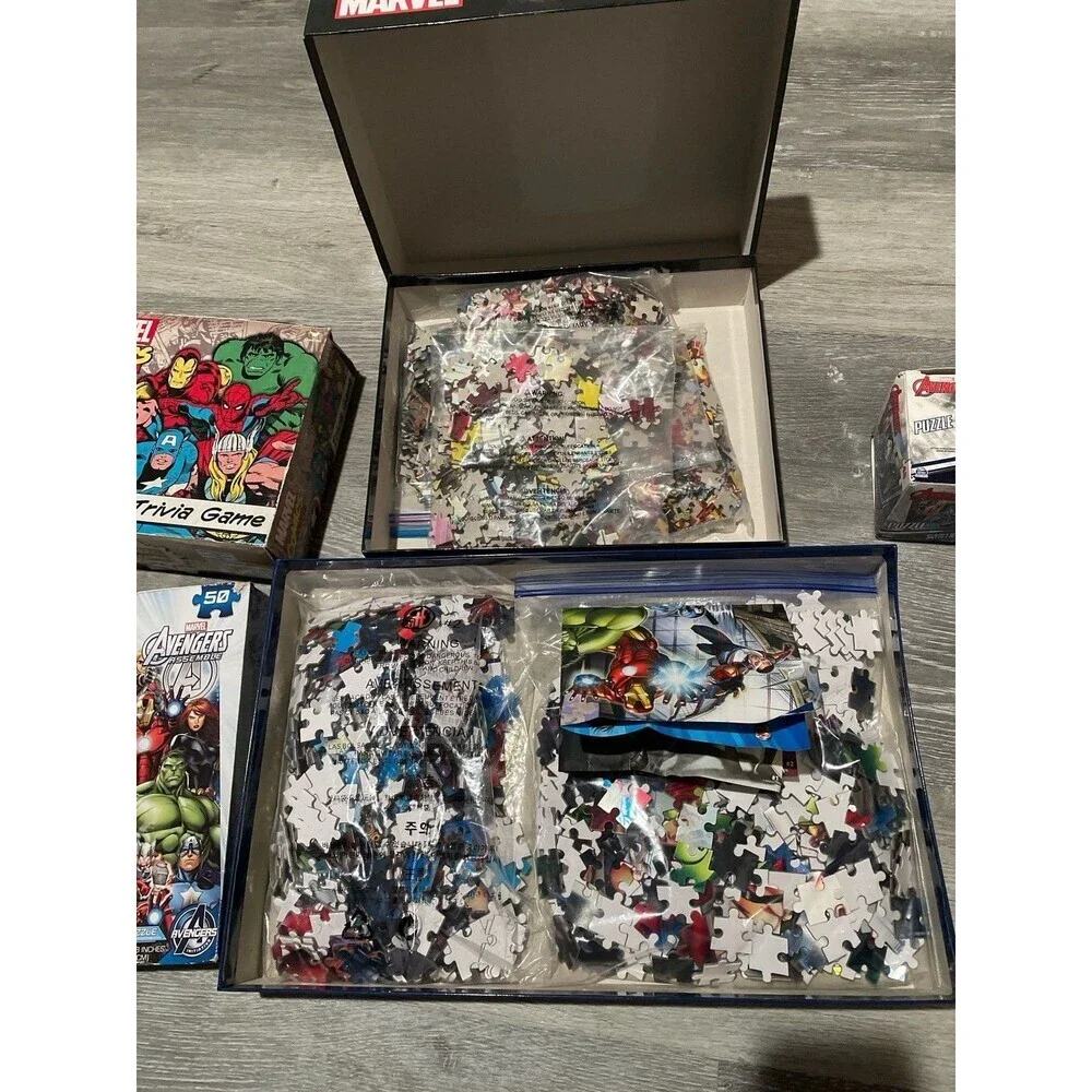 Marvel Avengers Spider-Man Puzzle Bundle 500 Piece 3D Trivia Game Lot Kids Adult