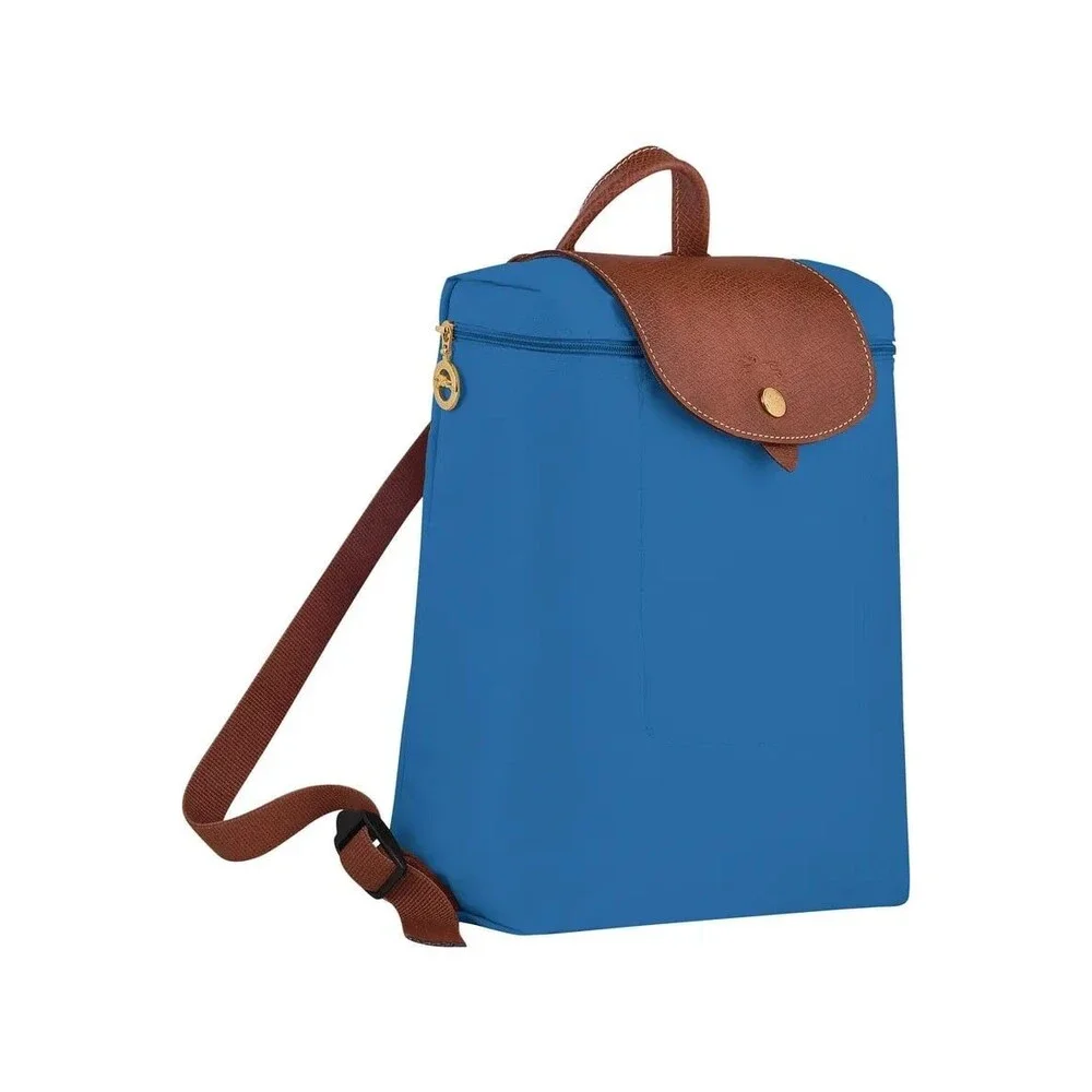 Longchamp Cobalt Le Pliage Original Nylon Leather Trim Foldable Backpack