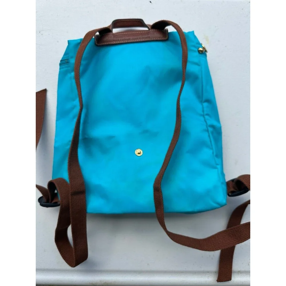 Longchamp Cobalt Le Pliage Original Nylon Leather Trim Foldable Backpack
