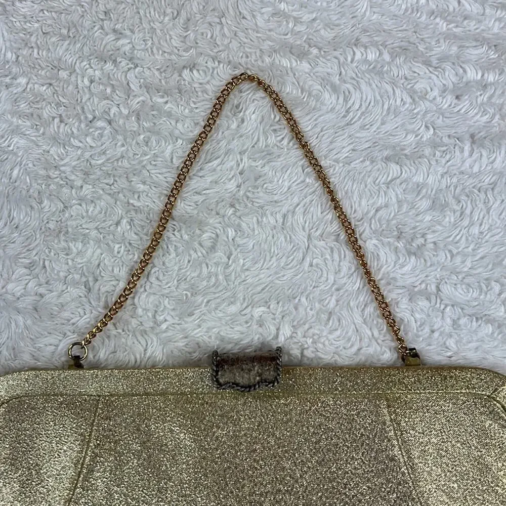 Vintage gold chain strap handbag‎ clutch purse