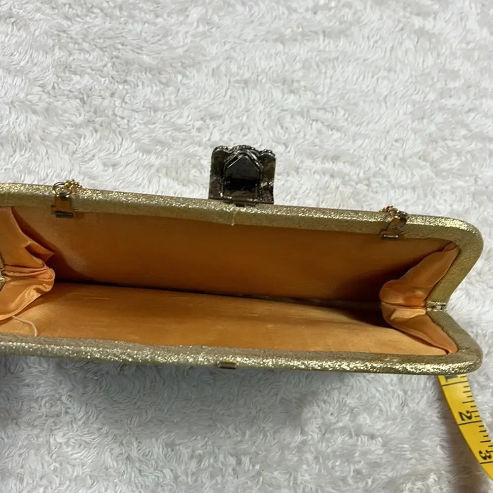 Vintage gold chain strap handbag‎ clutch purse