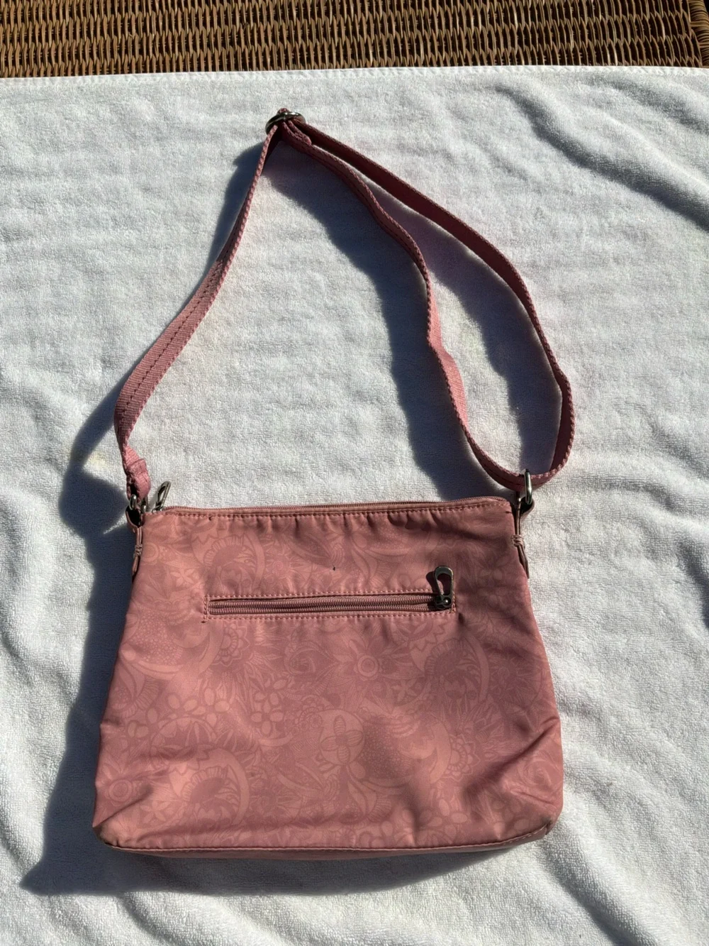 Sakroots Dusty Pink Floral-Print Crossbody Bag