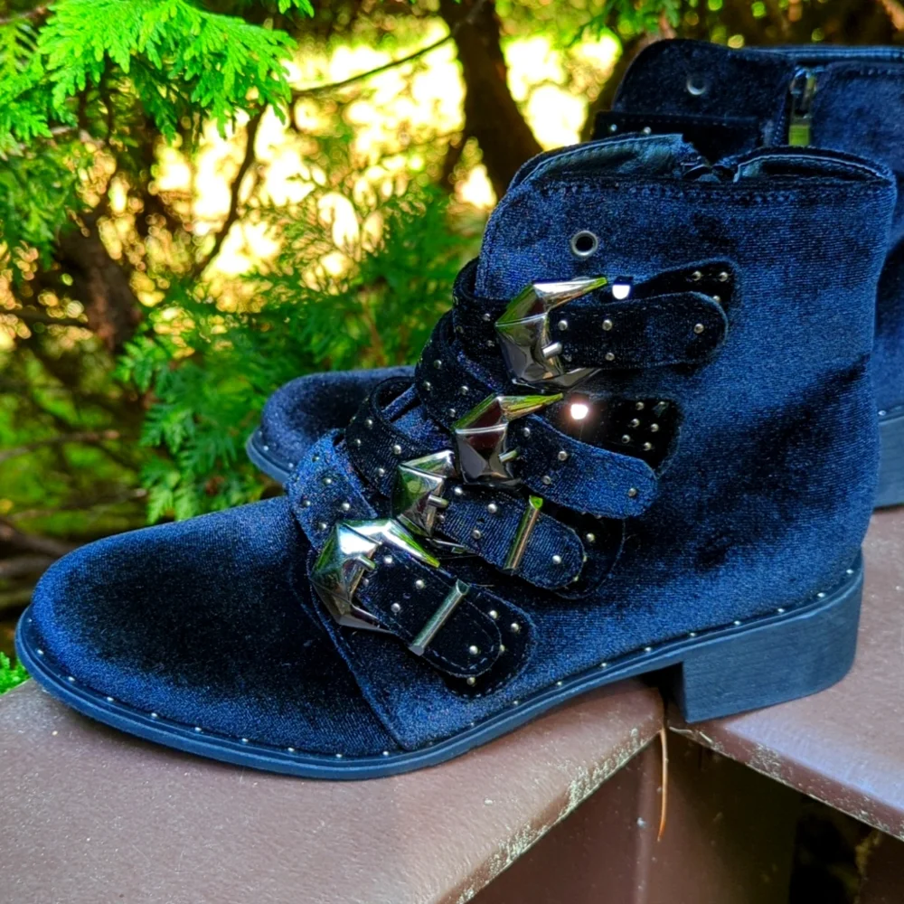 Western Style Velour Booties - Like NEW