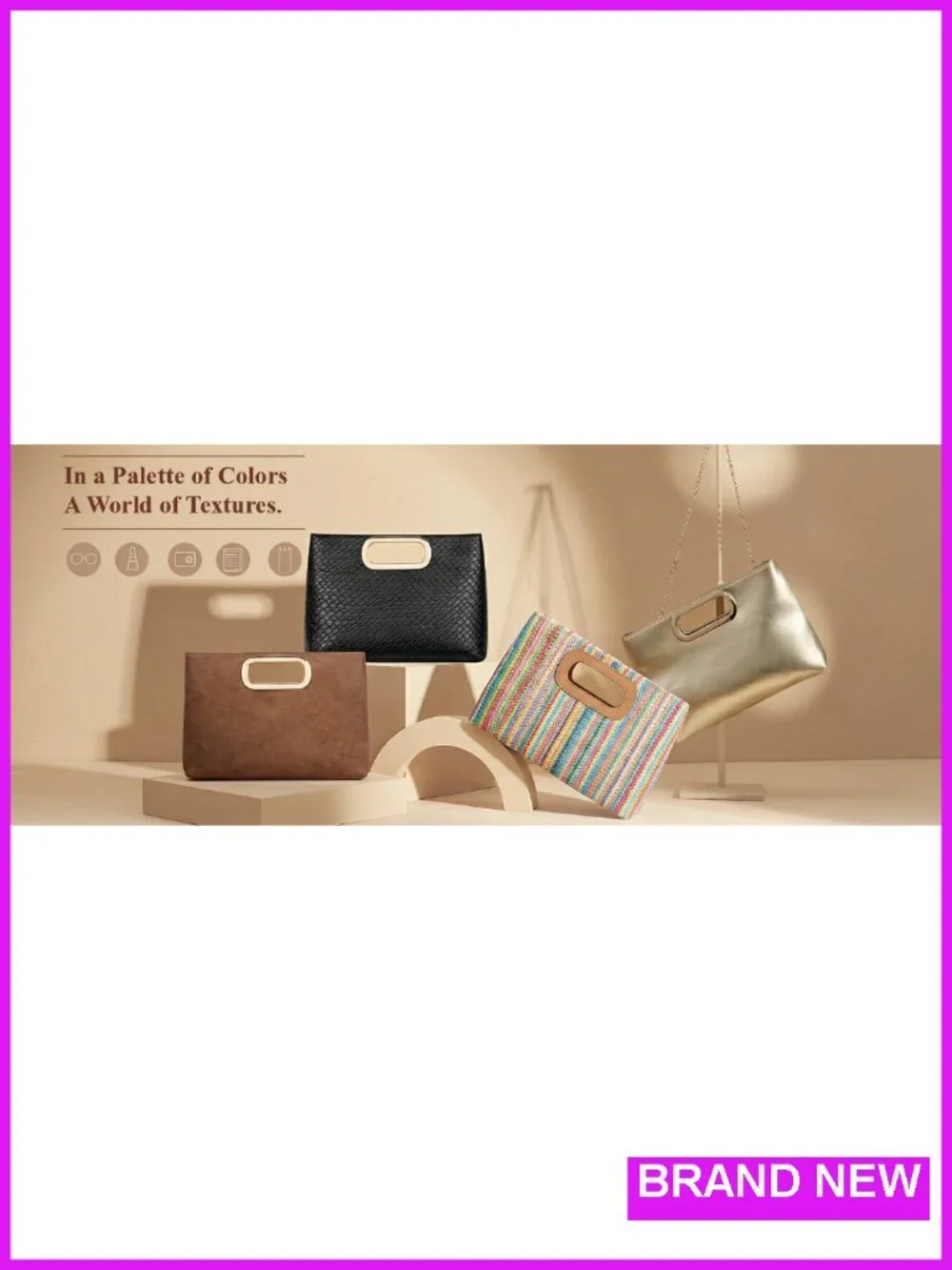 Straw Clutch Purse with Detachable Chain, Magnetic Closure for Wedding Party