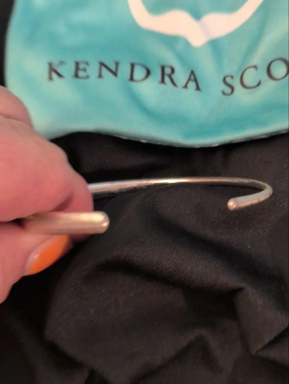 Kendra Scott Silver Tone Cuff Bracelet with Turquoise Pouch