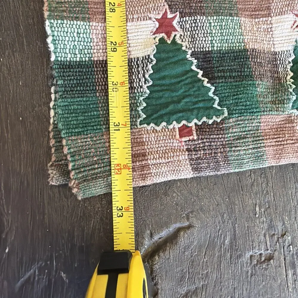 VTG Christmas Tree Table Runner 2004 Martha Stewart Checker 74x14