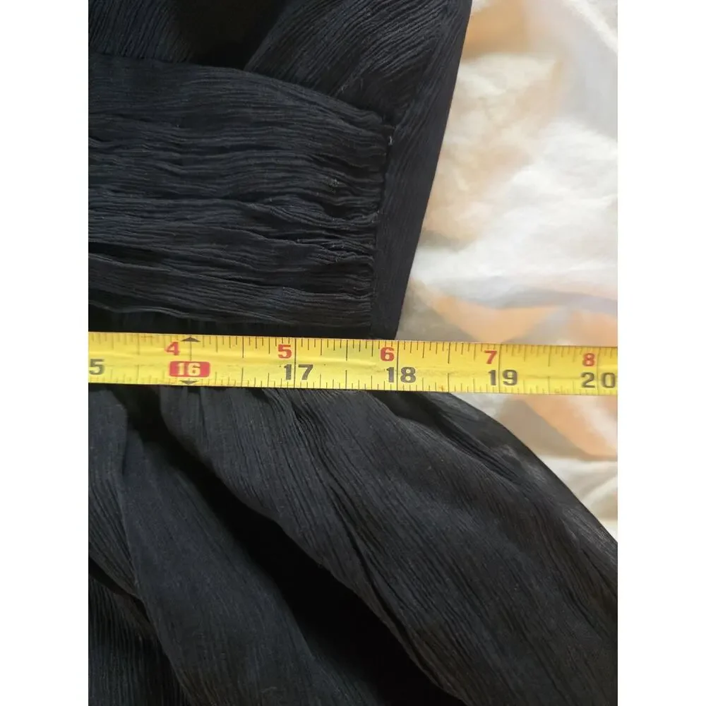 J. Crew Black Strapless Pleated Chiffon Silk Dress built in bra LBD sz 18 formal