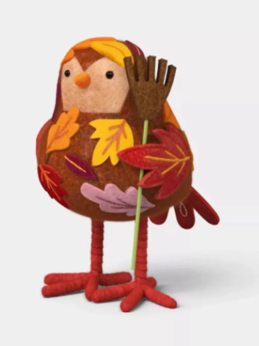 NWT Featherly Friends 'Raker' Halloween Harvest Raking Leaves Fabric Bird Decor