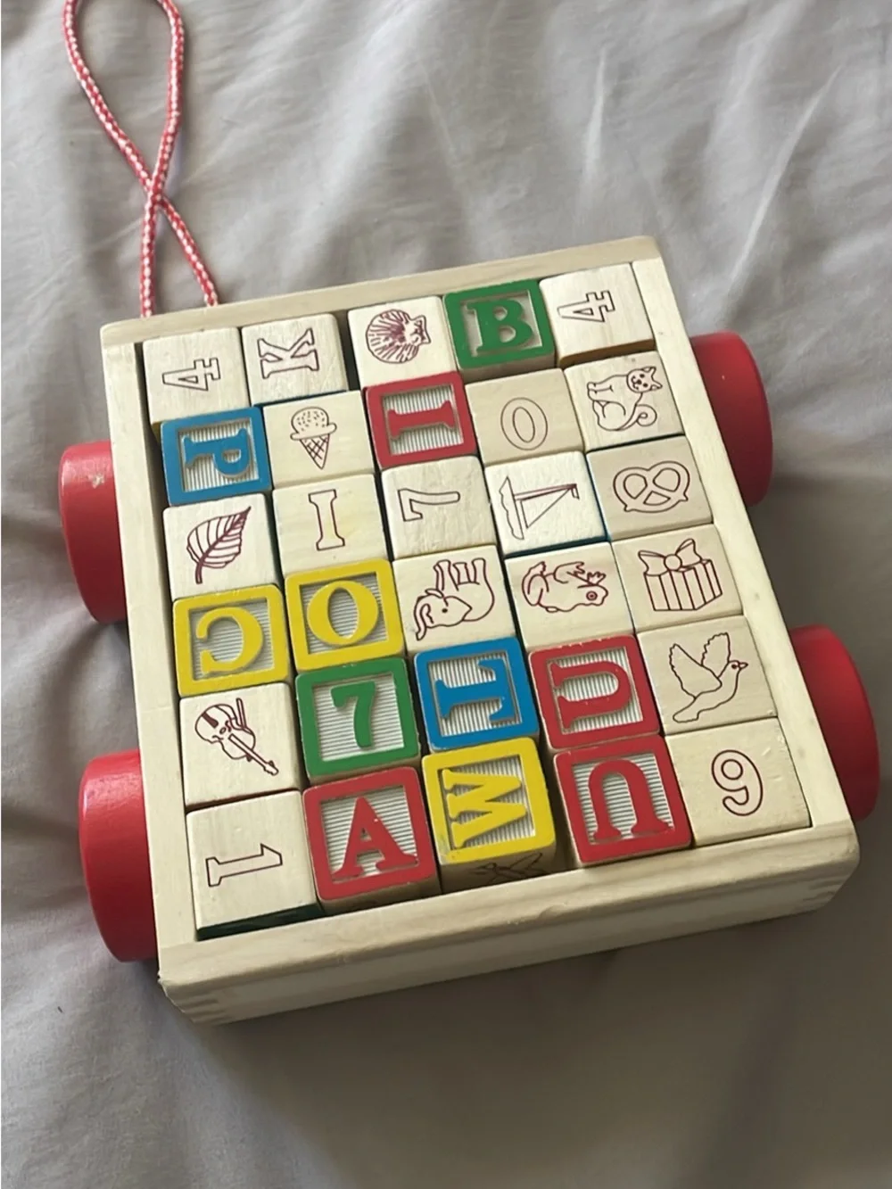 Melissa & Doug classic ABC Wooden Block Cart Educational Toy Solid wood blocks