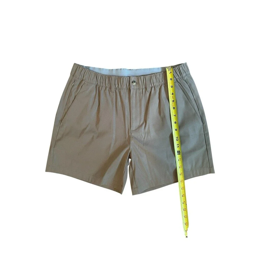 Wowie Shorts Mens L Pockets Elastic Stretch Waist Colorful Details Beige Brown