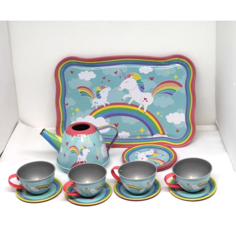 Schylling 14 Piece Unicorn Tin Set Children's Pretend Play Set 2017