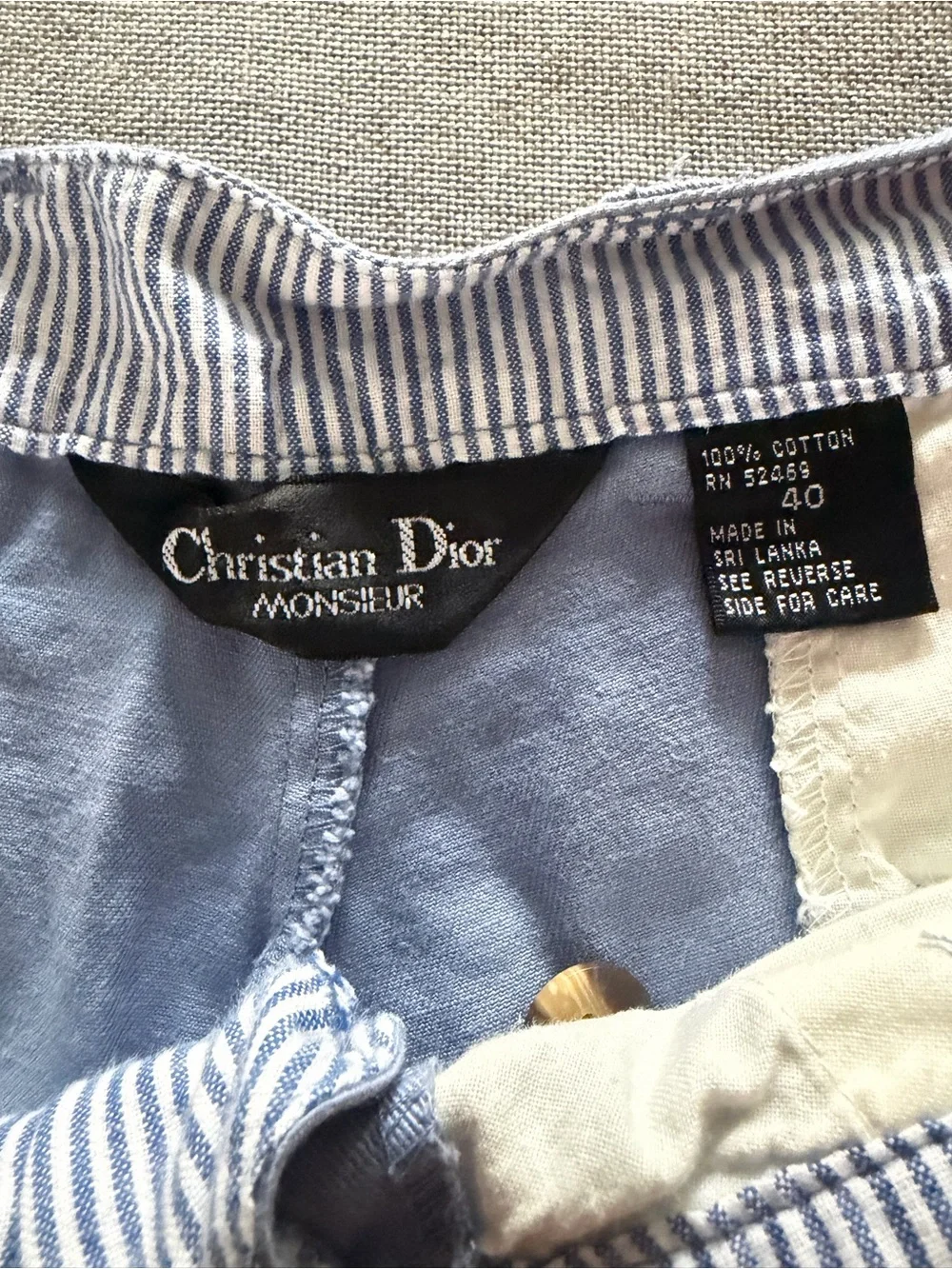 Dior Men’s Blue Flat-Front Shorts with Gold-Tone Buttons